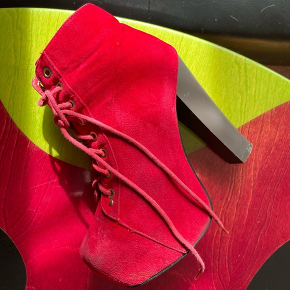 Cardi B Style Red Suede Stilleto Platform Heels Size 7 - Picture 4 of 16